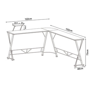 Schreibtisch Yremso L-förmig 122x122x98 cm Schwarz [en.casa]