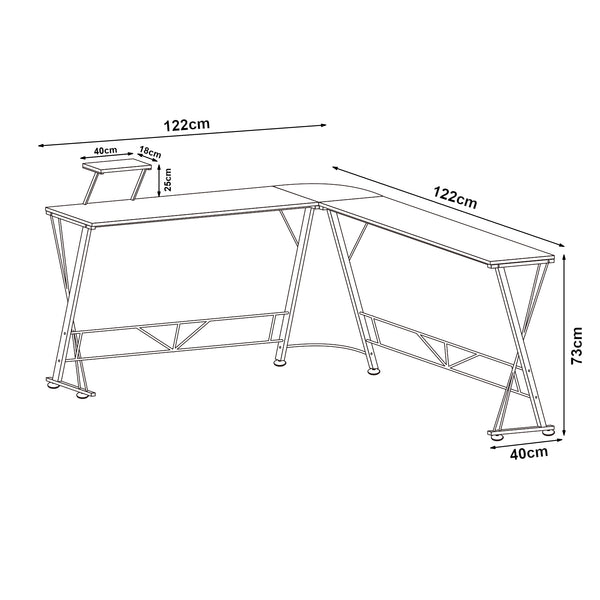 Schreibtisch Yremso L-förmig 122x122x98 cm Schwarz [en.casa]