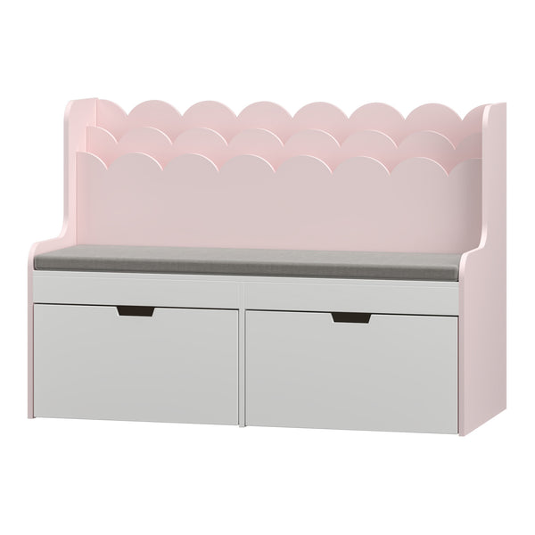 Kindersitzbank mit Regal Vestnes 100x45x70 cm Cotton Candy/Weiß [en.casa]