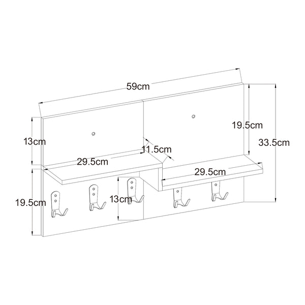 Wandgarderobe Botaruvn mit 2 Ablagen 34x59x13 cm Beige/Weiß [en.casa]