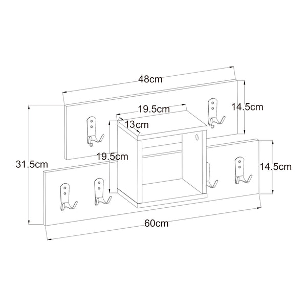 Wandgarderobe Vänd mit Ablagefach 32x60x14 cm Weiß [en.casa]