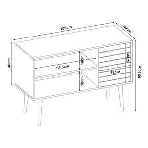 Fernsehschrank Vare 100x40x66 cm Weiß/Gelb [en.casa]