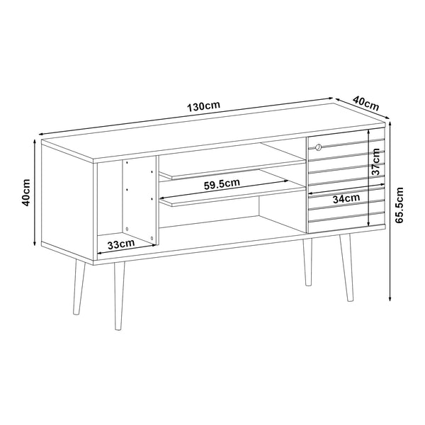 Fernsehschrank Vare 130x40x66 cm Weiß [en.casa]