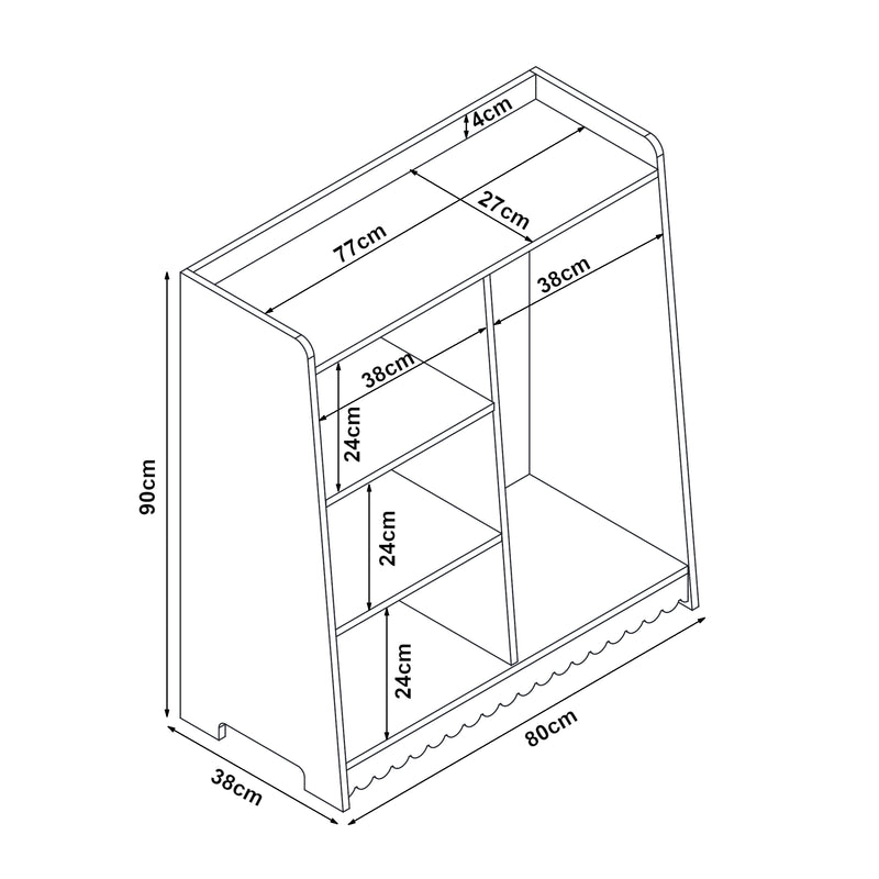 Maßskizze Kindergarderobe Vestnes 90x80x38 cm Cotton Candy/Weiß [en.casa]