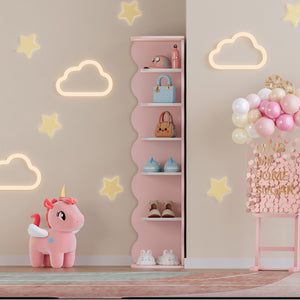 Kinder-Eckregal Vestnes 108x27x27 cm Cotton Candy/Weiß [en.casa]