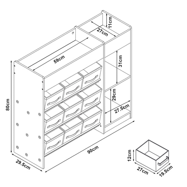 Kinderregal Farusa 80x90x30 cm Aqua Dream Motiv [en.casa]