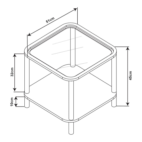 Beistelltisch Latama mit Glasplatte 51x51x45 cm Schwarz/Bronzeglas [en.casa]