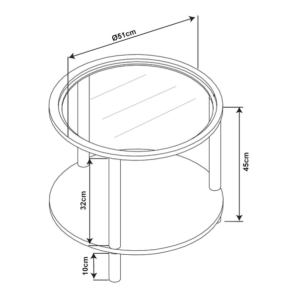 Beistelltisch Latama mit Glasplatte Ø51x45 cm Natur/Schwarz/Bronzeglas [en.casa]