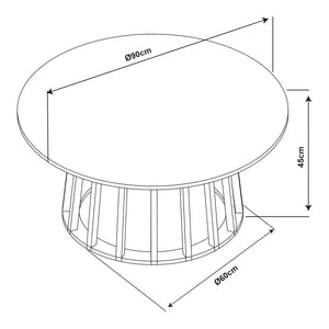 Couchtisch Buzzard Ø90x45 cm Schwarz/Betonoptik [en.casa]
