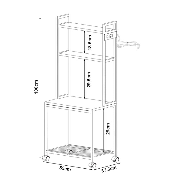 Rollbarer Druckertisch Svanaldsvipp 100x55x38 cm cm Weiß [en.casa]