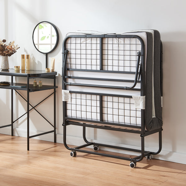 Metall-Klappbett Borjavle mit Matratze 200x90cm Schwarz [en.casa]