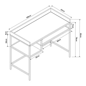 Schreibtisch Belana 100x43x82 cm Schwarz/Eicheoptik [en.casa]