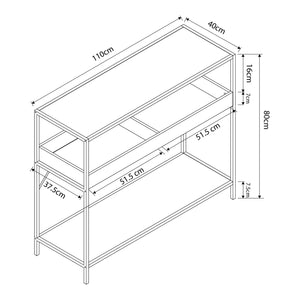 Konsolentisch Belana 110x40x80 cm Schwarz/Eicheoptik [en.casa]
