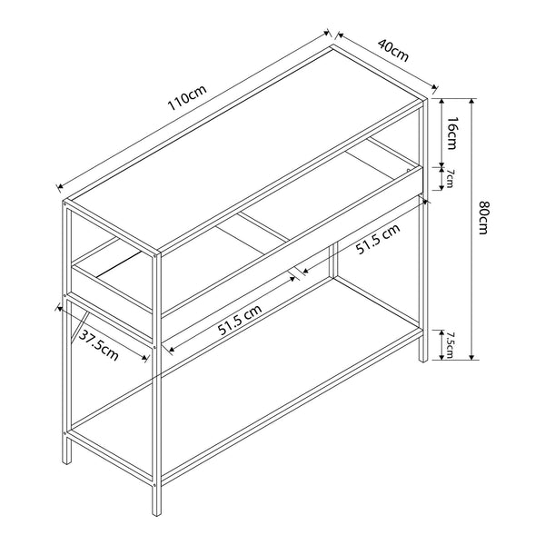 Konsolentisch Belana 110x40x80 cm Schwarz/Eicheoptik [en.casa]