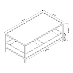 Couchtisch Belana 100x48x39 cm Schwarz/Eicheoptik [en.casa]