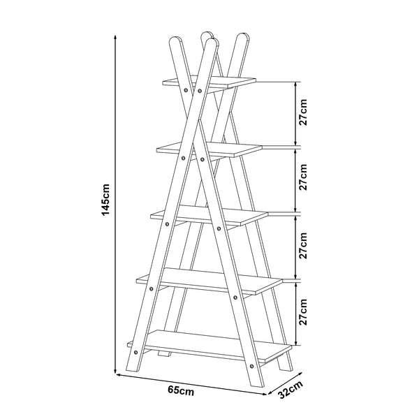 Bücherregal Vanlilu Kiefernholz 145x65x32 cm Natur/Weiß [en.casa]