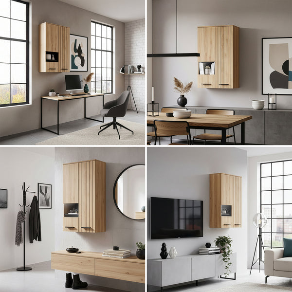 Hängeschrank Noppen 98x60x38 cm Eicheoptik [en.casa]