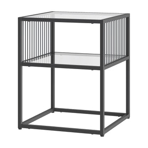 Beistelltisch Tronevn mit Glasplatte 50x40x40 cm Schwarz [en.casa]