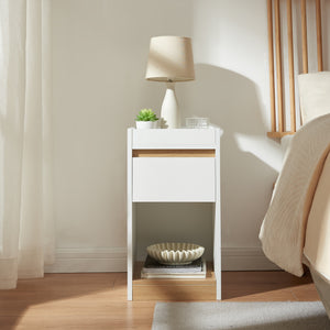 Nachttisch Lure 55x30x35 cm Weiß/Eicheoptik [en.casa]