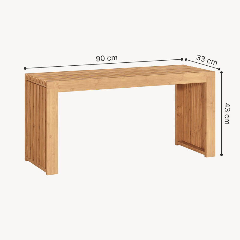 Maßskizze Schuhbank Korjad 90x33x43 cm Bambus [en.casa]