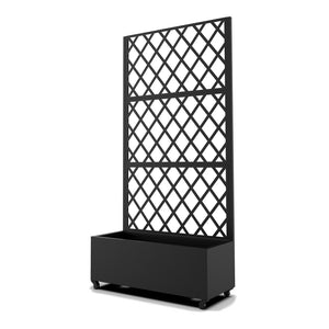 Trennwand Malja mit Blumenkasten Stahl 190x82x38 cm Schwarz [casa.pro]