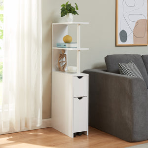 Nischenregal mit Rollauszug Fadeskimma 113x19x45 cm Weiß [en.casa]