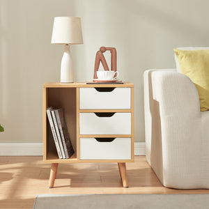 Nachttisch Bordkak 55x48x30 cm Eicheoptik/Weiß [en.casa]