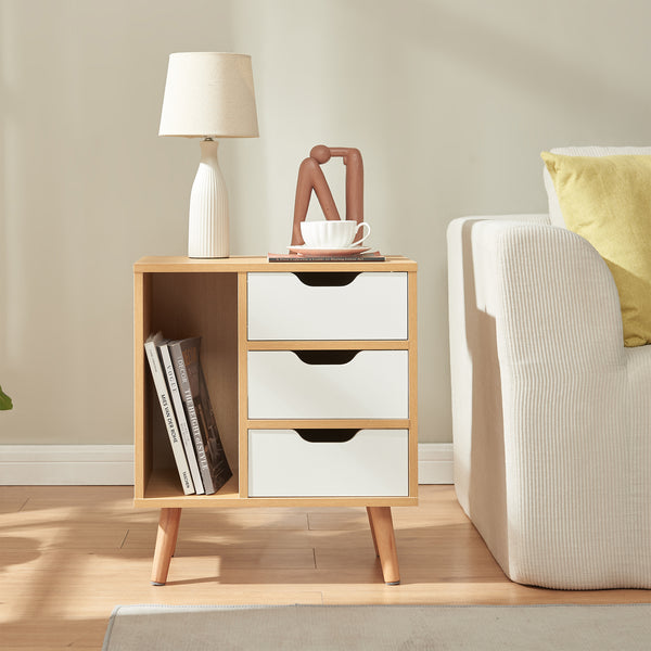 Nachttisch Bordkak 55x48x30 cm Eicheoptik/Weiß [en.casa]