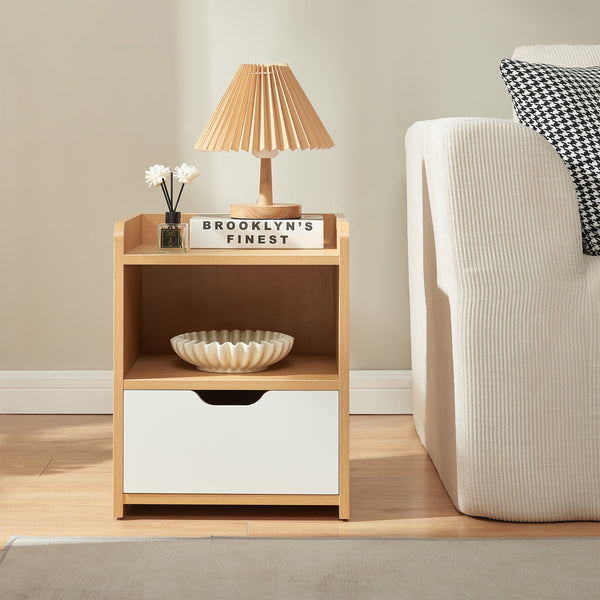 Nachttisch Bordkak 45x36x34 cm Eicheoptik/Weiß [en.casa]