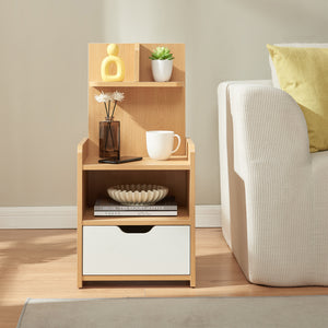 Nachttisch Bordkak mit Regal 75x35x30 cm Eicheoptik/Weiß [en.casa]