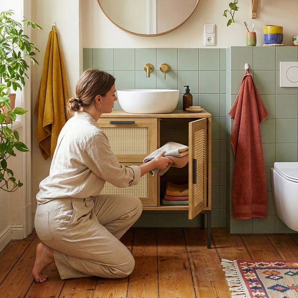 Waschbeckenunterschrank Marhasa 60x60x40 cm Eicheoptik/Schwarz [en.casa]