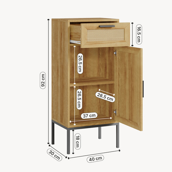 Badezimmerschrank Marhasa 92x40x30 cm Eicheoptik/Schwarz [en.casa]