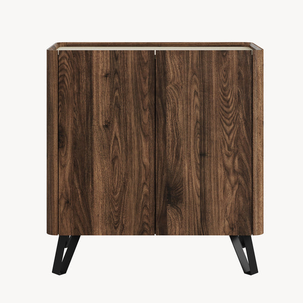 Kommode Trorlon 83x80x40 cm Walnussoptik/Travertin [en.casa]