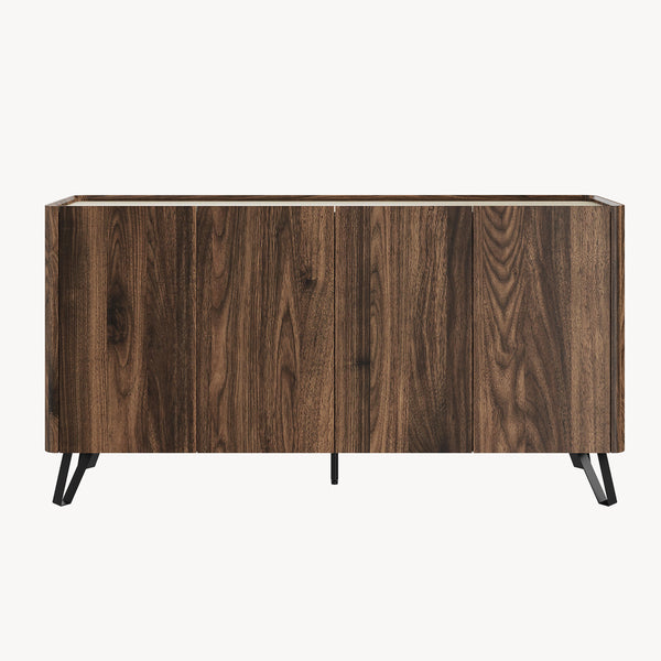 Sideboard Trorlon 160x40x83 cm Walnussoptik/Travertin [en.casa]