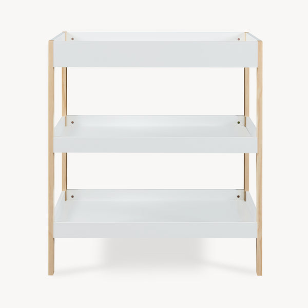 Wickeltisch Oupilu mit 2 Ablagen 91x82x53 cm Weiß [en.casa]