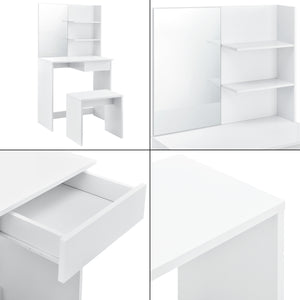 Schminktisch Katrineholm mit Spiegel und Hocker Weiß en.casa