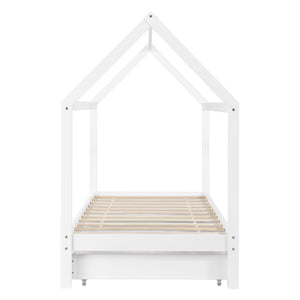 Kinderbett Lund 90x200 cm mit Schubladen Kiefernholz Weiß en.casa