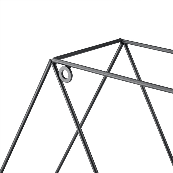 Wandregal Flint 62x12x53 cm Wabenförmig mit 4 Ablagen Schwarz en.casa