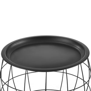 Couchtisch Neman 3er Set Metallkorb Schwarz en.casa