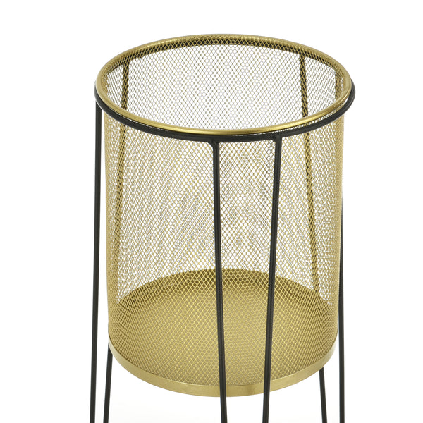 2er-Set Pflanzständer Roosdaal aus Metall Schwarz Messingfarben en.casa