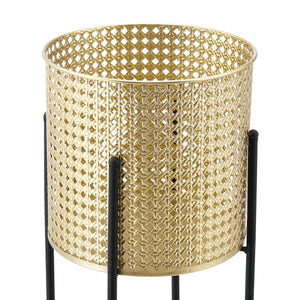 Blumentopf Ständer Mol 2-tlg. Schwarz-Goldfarben en.casa