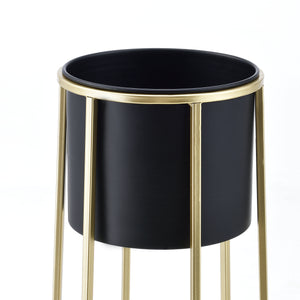 Blumentopf Ständer Macon 2-tlg. Schwarz-Goldfarben en.casa