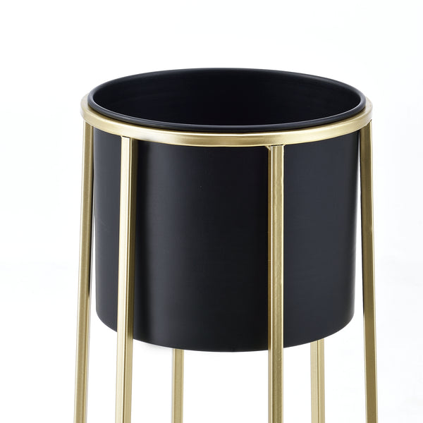 Blumentopf Ständer Macon 2-tlg. Schwarz-Goldfarben en.casa