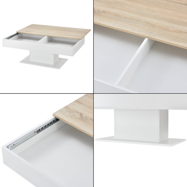 Couchtisch Lünen 40x110x60cm mit 2 Staufächer Eicheoptik Weiß en.casa