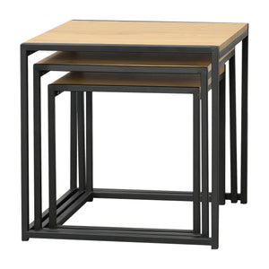 Beistelltisch Ringsaker 3er Set Eiche-Optik en.casa