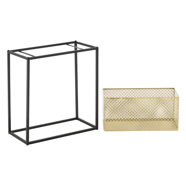 Blumenständer Anderlues 2er Set Schwarz/Messingfarben en.casa