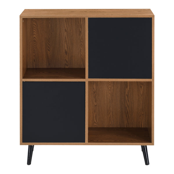 Beistellschrank Heby 93x80x30 cm Dunkler Holzton/Schwarz en.casa