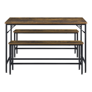 Esstisch- und Bank Set Pajala Schwarz/Dunkler Holzton en.casa