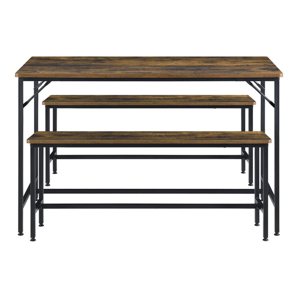 Esstisch- und Bank Set Pajala Schwarz/Dunkler Holzton en.casa