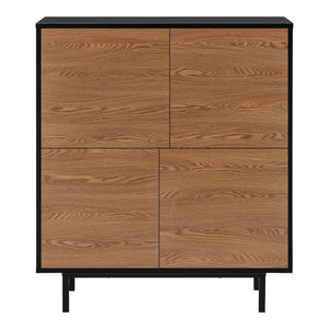 Beistellschrank Gnosjö 80x30x93cm Schwarz/Dunkler Holzton en.casa